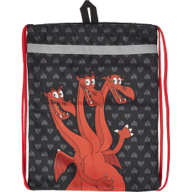 Мешок для сменной обуви Комус Три богатыря Горыныч 360x470 черный с карманом