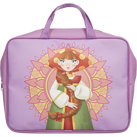 Папка для тетрадей Комус Три богатыря Любава А4 полиэстер с 1 отделением на молнии с ручками