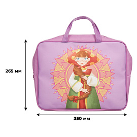 Папка для тетрадей Комус Три богатыря Любава А4 полиэстер с 1 отделением на молнии с ручками