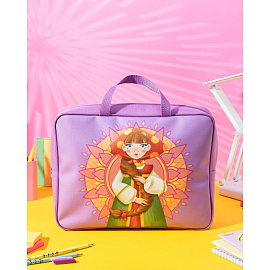 Папка для тетрадей Комус Три богатыря Любава А4 полиэстер с 1 отделением на молнии с ручками