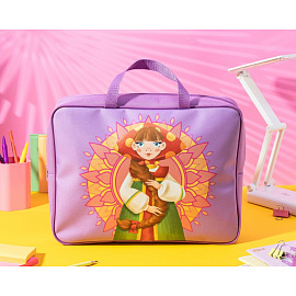 Папка для тетрадей Комус Три богатыря Любава А4 полиэстер с 1 отделением на молнии с ручками