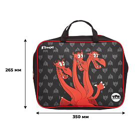 Папка для тетрадей Комус Три богатыря Горыныч А4 полиэстер с 1 отделением на молнии с ручками