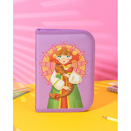 Пенал односекционный Комус Три богатыря Любава розовый