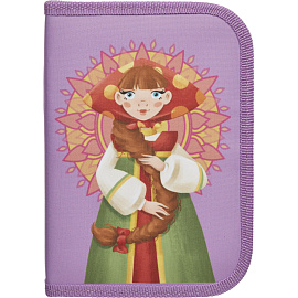 Пенал односекционный Комус Три богатыря Любава розовый