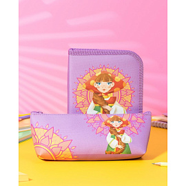 Пенал односекционный Комус Три богатыря Любава розовый