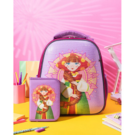 Пенал односекционный Комус Три богатыря Любава розовый