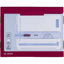 Доска-планшет пластиковая маркерная для черчения (кульман) Attache А4 37x29 см (горизонтальная, белая рабочая поверхность, с рейсшиной и треугольником