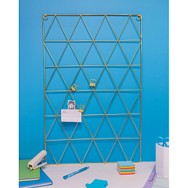 Доска органайзер-решетка (мудборд) Attache 36x55 см золотистая (с зажимами в комплекте)