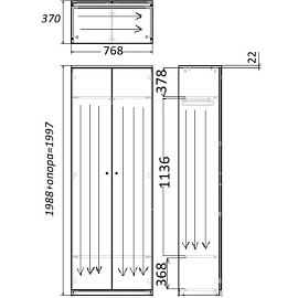 Каркас гардероба Easy One LT (сосна винтер, 768х370х1997 мм)