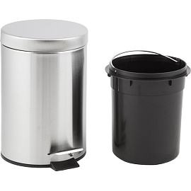 Ведро мусорное 3 л нержавеющая сталь с педалью с крышкой серебристое (26x19x19 см)
