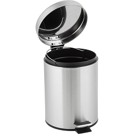 Ведро мусорное 5 л нержавеющая сталь с педалью с крышкой серебристое (29x21x21 см)