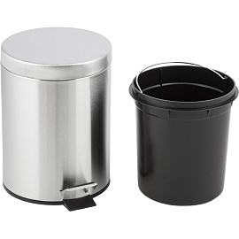 Ведро мусорное 5 л нержавеющая сталь с педалью с крышкой серебристое (29x21x21 см)