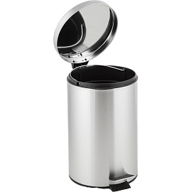 Ведро мусорное 12 л нержавеющая сталь с педалью с крышкой серебристое (39x26x26 см)