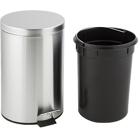 Ведро мусорное 12 л нержавеющая сталь с педалью с крышкой серебристое (39x26x26 см)