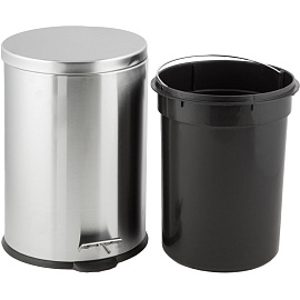 Ведро мусорное 20 л нержавеющая сталь с педалью с крышкой серебристое (45x31x31 см)