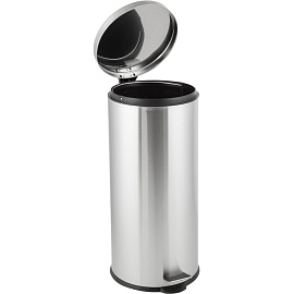 Ведро мусорное 30 л нержавеющая сталь с педалью с крышкой серебристое (69x31x31 см)