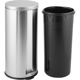 Ведро мусорное 30 л нержавеющая сталь с педалью с крышкой серебристое (69x31x31 см)