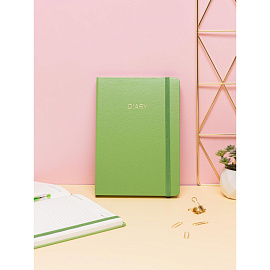 Ежедневник недатированный Attache Dairy полиуретан А5 136 листов зелёный с фиксирующей резинкой