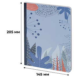 Тетрадь общая Attache Selection Navy Nature А5 80 листов в клетку на сшивке (обложка с рисунком листьев, матовая ламинация)