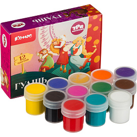 Гуашь Комус Три Богатыря 12 цветов по 20 мл девочки