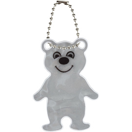 Брелок светоотражающий Мишка белый 6.9x4.9 см