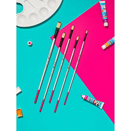 Кисть художественная Комус Арт синтетика средн.жест,плоск.,№8,длинная ручка