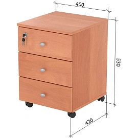 Тумба подкатная Easy Оптима LT с замком (ольха, 400x420x530 мм, 3 ящика)