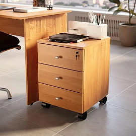 Тумба подкатная Easy Оптима LT с замком (ольха, 400x420x530 мм, 3 ящика)