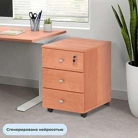 Тумба подкатная Easy Оптима LT с замком (ольха, 400x420x530 мм, 3 ящика)