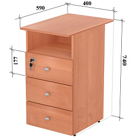 Тумба приставная Easy to lead Easy Оптима LT с замком (ольха, 400х590х740 мм, 3 ящика)