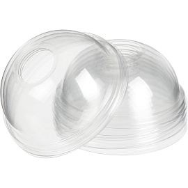 Крышка для стакана Стиролпласт 95 мм пластиковая прозрачная купольная с отверстием 1000 штук в упаковке