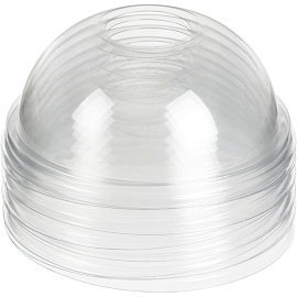 Крышка для стакана Стиролпласт 95 мм пластиковая прозрачная купольная с отверстием 1000 штук в упаковке