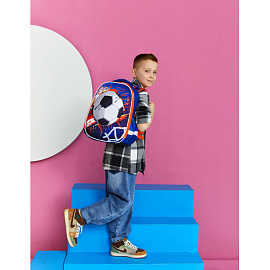 Ранец Комус Класс 3D football синий с двумя отделениями