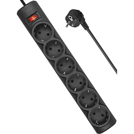 Сетевой фильтр Defender DFS 155 на 6 розеток 5 метров черный (99496) фото Сетевой фильтр Defender DFS 155 на 6 розеток 5 метров черный (99496)