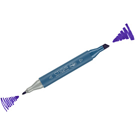 Маркер двусторонний для скетчинга Гамма "Студия", гиацинт, корпус трехгранный, пулевид./клиновид. наконечники