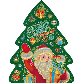 Наклейка новогодняя на окна Magic Time Яркая ёлочка 38x30 см