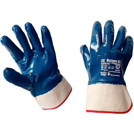 Перчатки рабочие защитные Ампаро Нитрос хлопковые с нитрильным покрытием синие (размер 10 (XL))