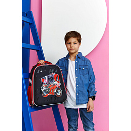 Ранец Комус Класс Basic Urban Moto анатомический черный с двумя отделениями