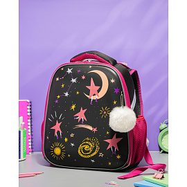 Ранец Комус Класс Basic Звездное небо анатомический черный с двумя отделениями