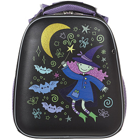 Ранец Комус Класс Basic Ведьмочка анатомический черный с двумя отделениями