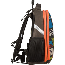 Ранец Комус Класс Basic Дино Комикс анатомический синий с двумя отделениями