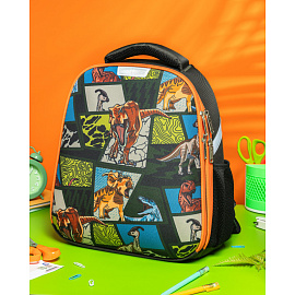 Ранец Комус Класс Basic Дино Комикс анатомический синий с двумя отделениями