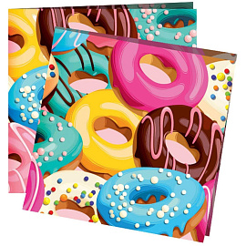 Салфетки бумажные Патибум Пончики 33х33 см (12 штук в упаковке)