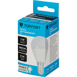 Лампа светодиодная TOPFORT 7 Вт E14 G 4000 К 560 Лм матовая