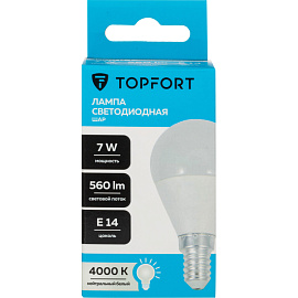 Лампа светодиодная TOPFORT 7 Вт E14 G 4000 К 560 Лм матовая