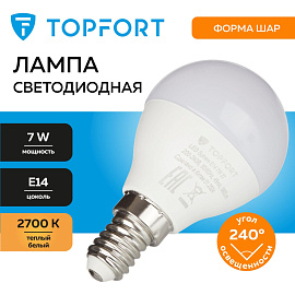 Лампа светодиодная TOPFORT 7 Вт E14 G 2700 К 560 Лм матовая