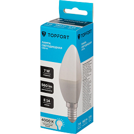 Лампа светодиодная TOPFORT 7 Вт E14 C 4000 К 560 Лм матовая