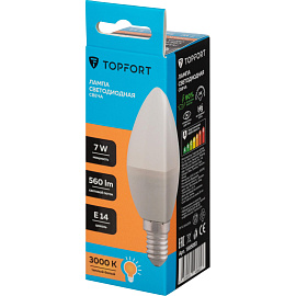 Лампа светодиодная TOPFORT 7 Вт E14 C 3000 К 560 Лм матовая