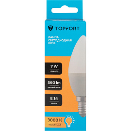 Лампа светодиодная TOPFORT 7 Вт E14 C 3000 К 560 Лм матовая