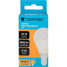 Лампа светодиодная TOPFORT 10 Вт E14 G 3000 К 800 Лм матовая